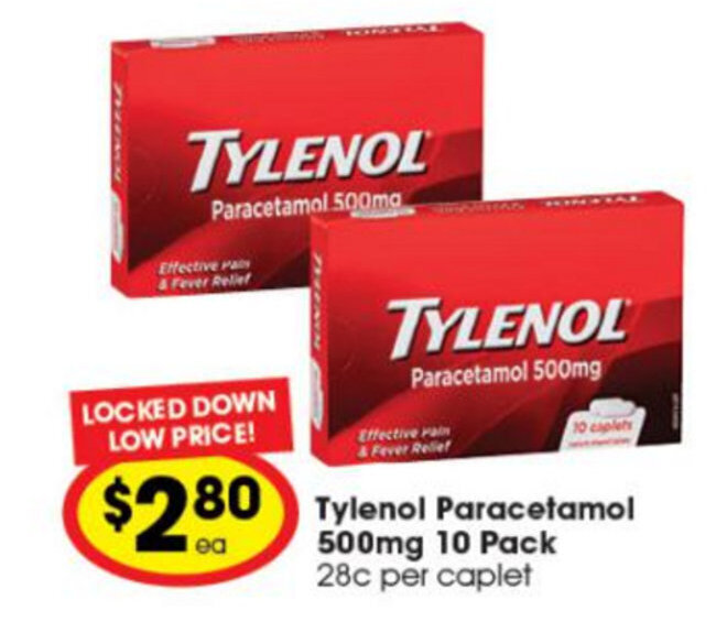 Tylenol Paracetamol 500mg 10 pack offer at Ritchies