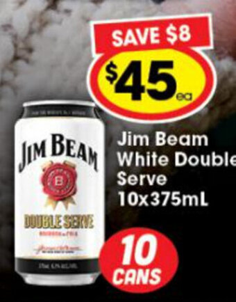 Ritchies Jim Beam White Double Serve 10x375mL offer