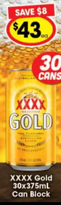 Ritchies XXXX Gold 30x375mL Can Block offer