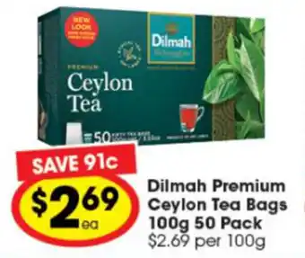 Ritchies Dilmah Premium Ceylon Tea Bags 100g 50 Pack offer