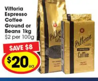 Ritchies Vittoria Espresso Coffee Ground or Beans 1Kg offer