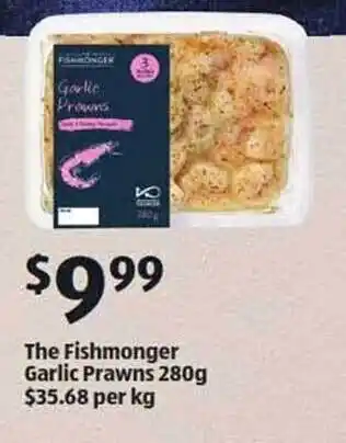 ALDI The Fishmonger Garlic Prawns offer