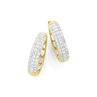 Angus & Coote 9ct Gold Diamond Huggies offer