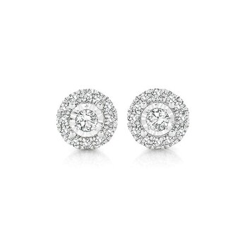 Angus & Coote 9ct White Gold Diamond Round Frame Stud Earrings offer