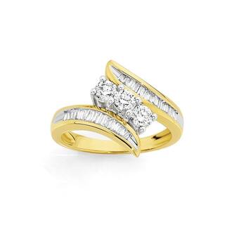 Angus & Coote 18ct Gold Diamond Trilogy Ring offer