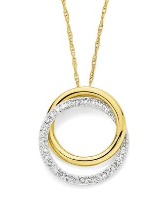 Angus & Coote 9ct Gold Two Tone Diamond Circle Pendant offer