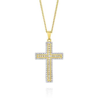 Angus & Coote 9ct Gold Diamond Cross Pendant offer
