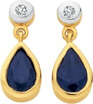 Angus & Coote 9ct Gold Sapphire & Diamond Earrings offer