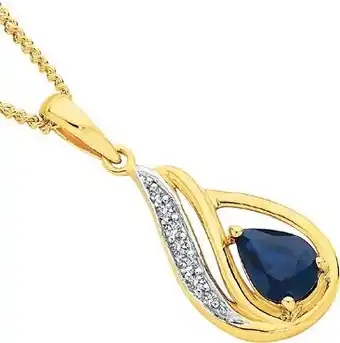 Angus & Coote 9ct Gold Natural Sapphire & Diamonds Pendant offer