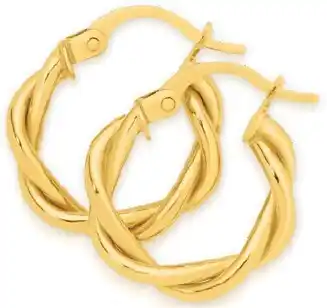 Angus & Coote 9ct Gold 3x10mm Entwined Twist Hoop Earrings offer