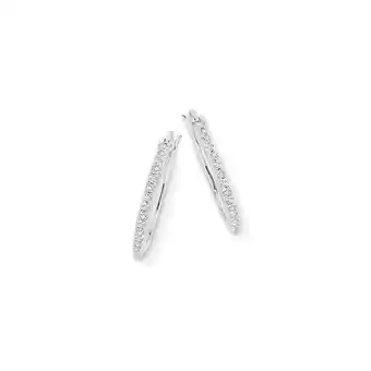 Angus & Coote Sterling Silver 18mm Fine Cubic Zirconia Hoop Earrings offer
