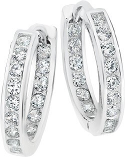 Angus & Coote Sterling Silver 15mm Channel Set Cubic Zirconia Hoop Earrings offer