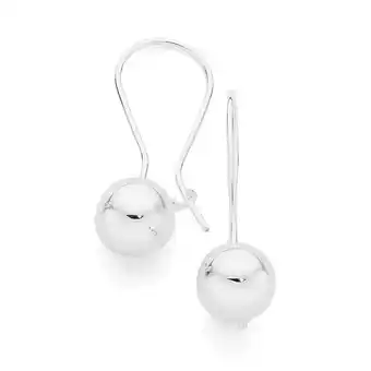 Sterling Silver 10mm Long Euro ball Earrings