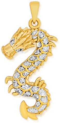 9ct Gold Two Tone Gents Dragon Pendant