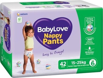 IGA BabyLove Nappy Pants 42-56 Pack Selected Varieties offer