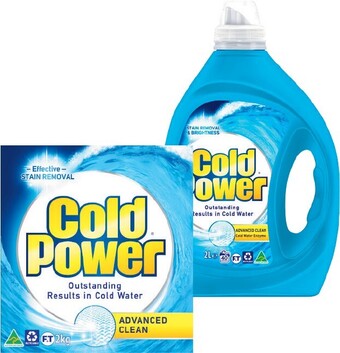 Coles Cold Power Laundry Liquid 1.8 Litre-2 Litre or Powder 2kg offer
