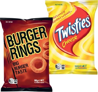 Coles Twisties, Burger Rings or Cheetos 80g-90g offer