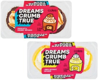 Coles Coles Dreams Crumb True Cupcakes 2 Pack 280g-310g offer