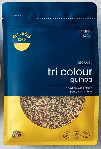 Coles Wellness Road Organic Tri-Colour Quinoa 500g offer