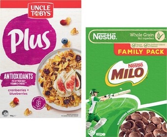 Coles Uncle Tobys Plus 705g-820g or Nestlé Milo Cereal 700g offer