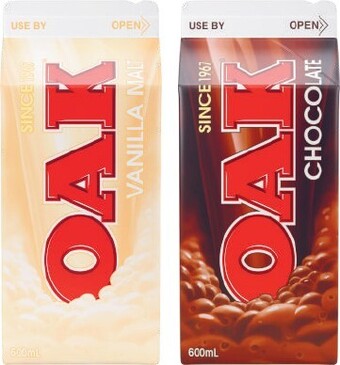 Coles Oak Flavoured Milk 600mL offer