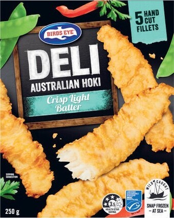 Coles Birds Eye Deli Hoki Crispy Light Batter 250g offer