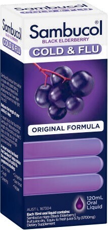 Coles Sambucol Liquid Cold & Flu 120mL* offer