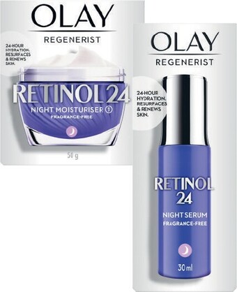 Coles Olay Regenerist Retinol 24 Night Moisturiser 50g or Regenerist Retinol 24 Night Serum 30mL offer