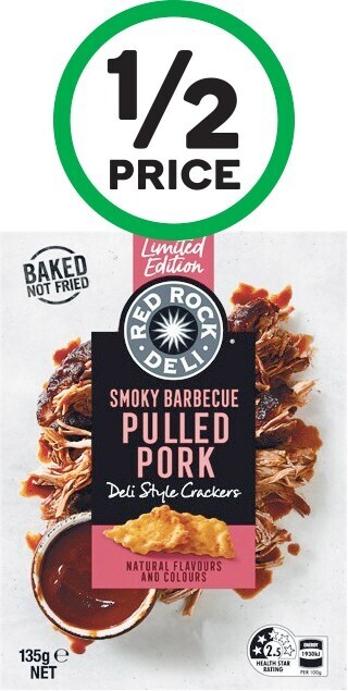 Woolworths Red Rock Deli Gourmet Crackers 130g or Red Rock Deli, Deli Style Crackers 135g offer