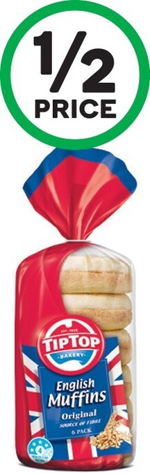 Woolworths Tip Top English Muffin Varieties Pk 6 offer