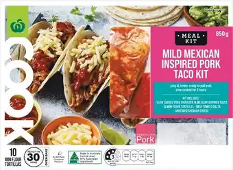 Woolworths Woolworths COOK Meal Kit Mild Mexican Inspired Pork Taco Kit 850g – From the Meat Dept offer