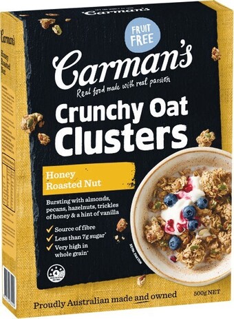 Woolworths Carman’s Clusters 500g or Carman’s Granola 450g offer