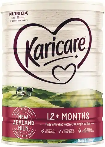 Woolworths Karicare Stage 3 or 4 Baby Formula 900g – Limit 2 per Customer offer