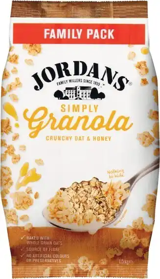 Woolworths Jordans Simply Granola Crunchy Oat & Honey 1.5 kg offer
