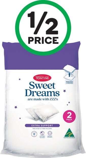 Woolworths Tontine Sweet Dreams High Firm Pillow Pk 2 offer