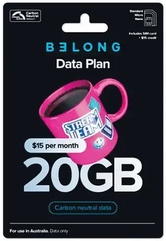 Woolworths Belong $15 Data Sim Starter Kit~ offer