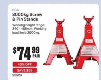 SuperCheap Auto Sca 3000kg Screw & Pin Stands offer