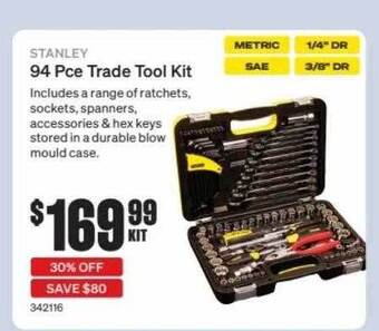 SuperCheap Auto Stanley 94 Pce Trade Tool Kit offer