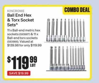 SuperCheap Auto Kincrome Ball End Hex & Torx Socket Sets offer