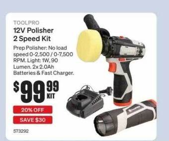 SuperCheap Auto Toolpro 12v Polisher 2 Speed Kit offer
