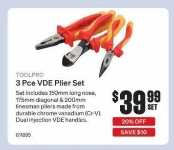 SuperCheap Auto Toolpro 3 Pce Vde Plier Set offer