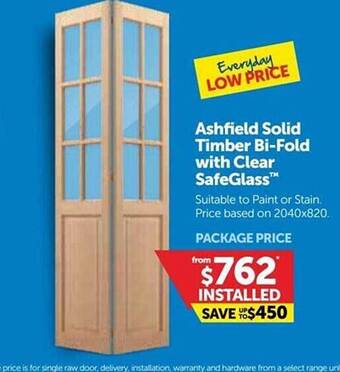 Doors Plus Ashfield Solid Timber Bi-fold With Clear Safeglass offer