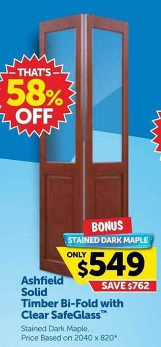 Doors Plus Ashfield Solid Timber Bi-fold With Clear Safeglass offer
