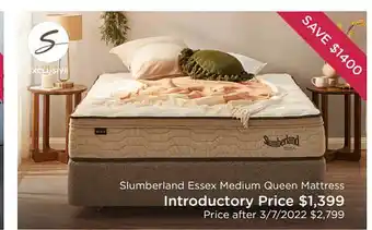 Snooze Slumberland Essex Medium Queen Mattress offer