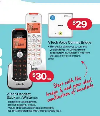 Australia Post Vtech Handset Black 99214 White 99213 Vtech Voice Comms Bridge offer