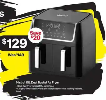 Mistral 10l Dual Basket Air Fryer