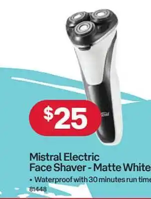 Australia Post Mistral Electric Face Shaver - Matte White offer