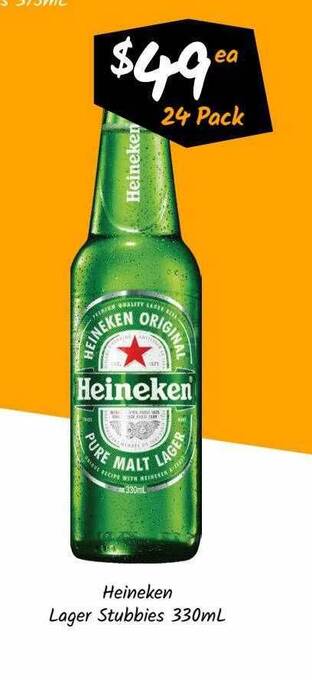 Cellarbrations Heineken Lager Stubbies offer