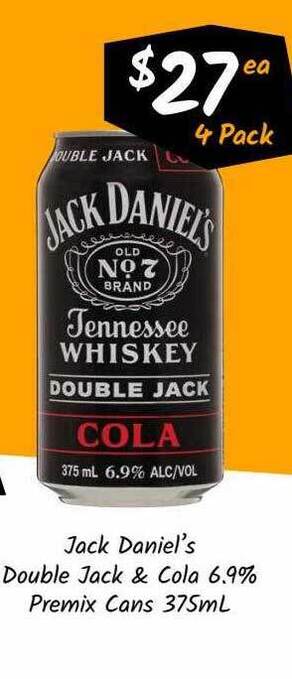 Cellarbrations Jack Daniel's Double Jack & Cola 6.9% Premix Cans offer
