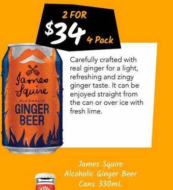 Cellarbrations James Squire Alcoholic Ginger Beer Cans offer